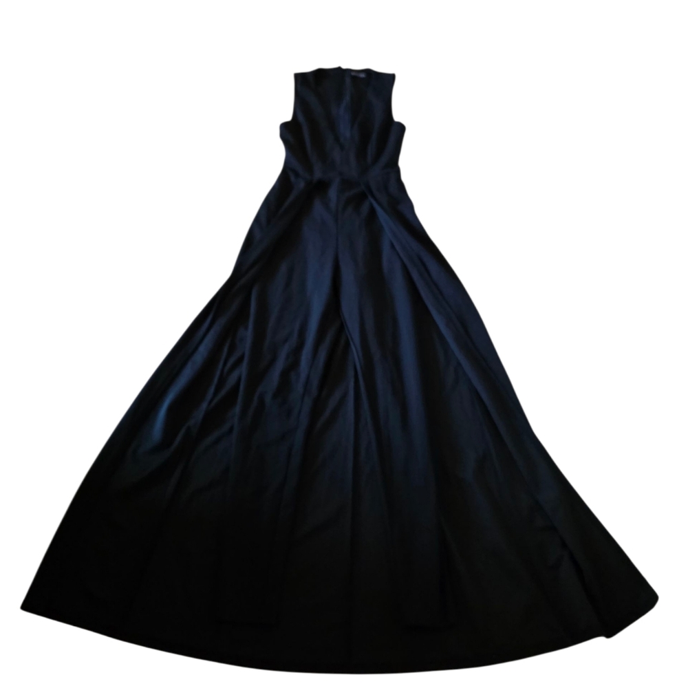 Fashion Nova Black Caped Sleeveless Formal Jumpsuit Size Small